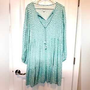 Destination 365 Teal Wave Pattern Dress M
